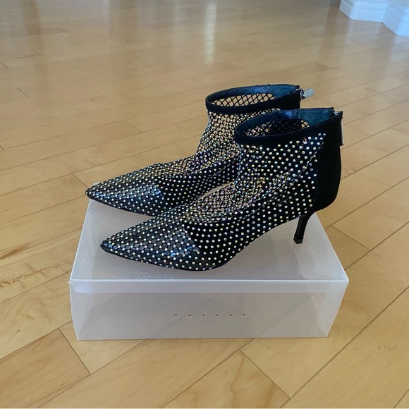 Charles By Charles David Black Mesh and Silver Rhinestone Ankle Booties - Picture 1 of 11